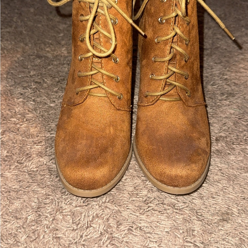 Brown Lace-Up Ankle Boots